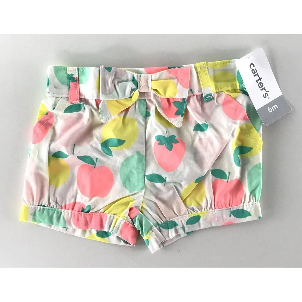 NWT Carter's Shorts Bloomers Fruit Checkered Summer Baby Girls 6 Month Set‎ Of 2